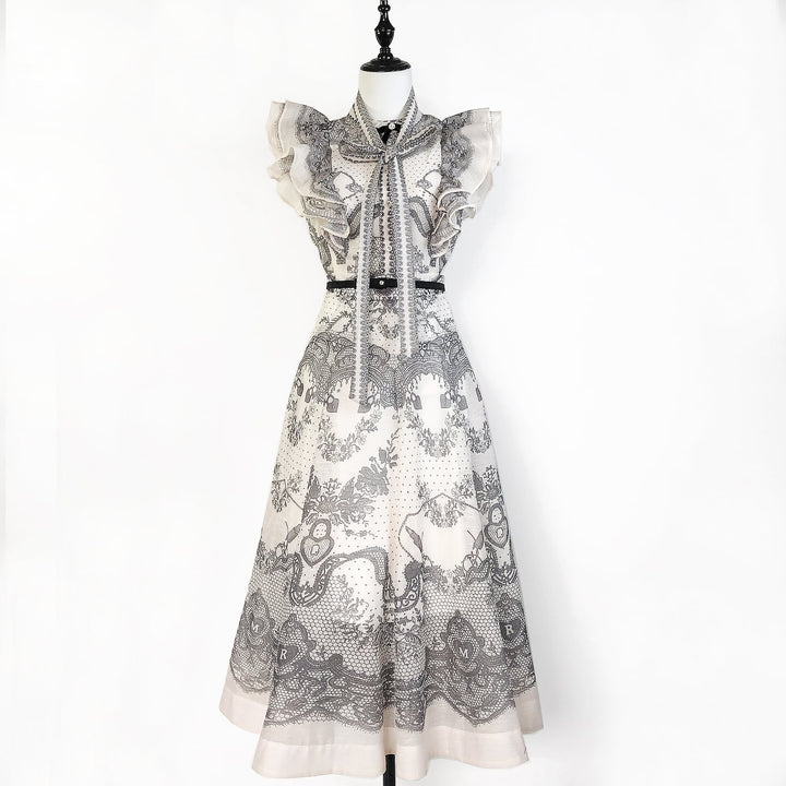 【set】フリルブラウス×ロングスカートセット     N3073