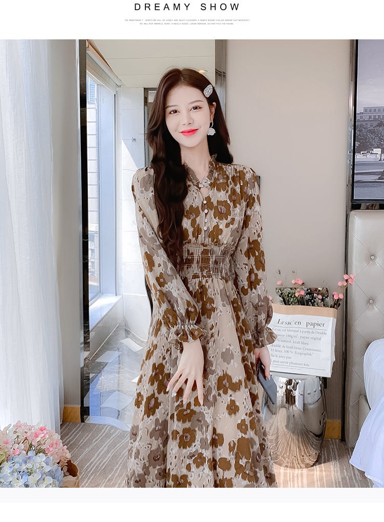 【dress】大人らしい エレガントプリントワンピース　M17440