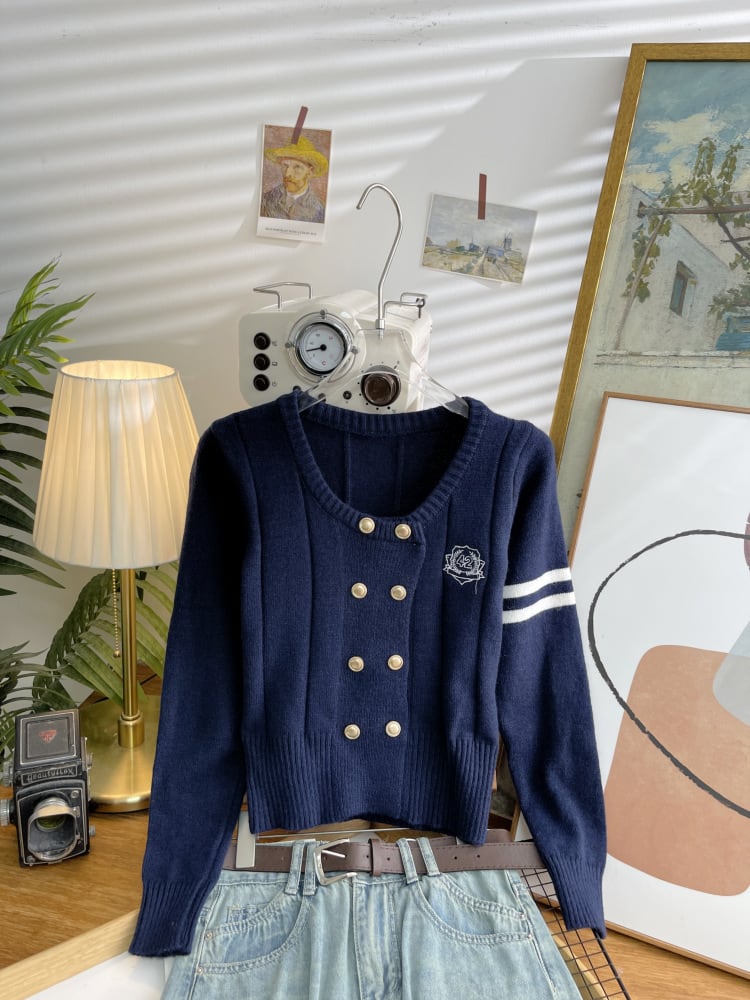 【outer】刺繍ニットカーデ　M25544