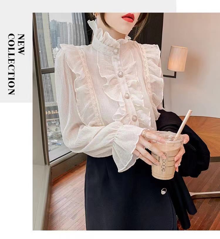 【tops】人気アイテム ! エレガントフリルシャツトップス　M17299