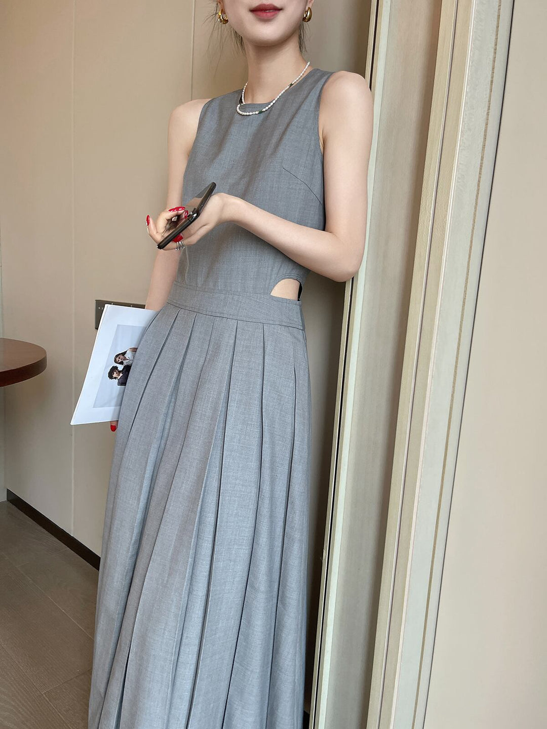 【dress】ウエストカットプリーツワンピース　N2993
