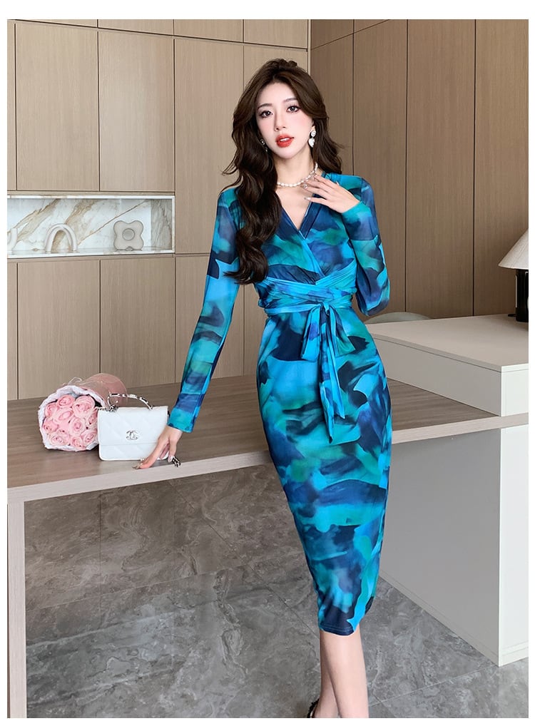 【dress】女子力アップエレガントVネックワンピース　M17432