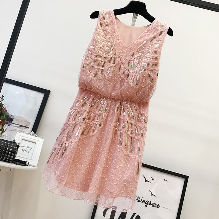 【dress】ノースリーブスパンコールワンピース　M30142