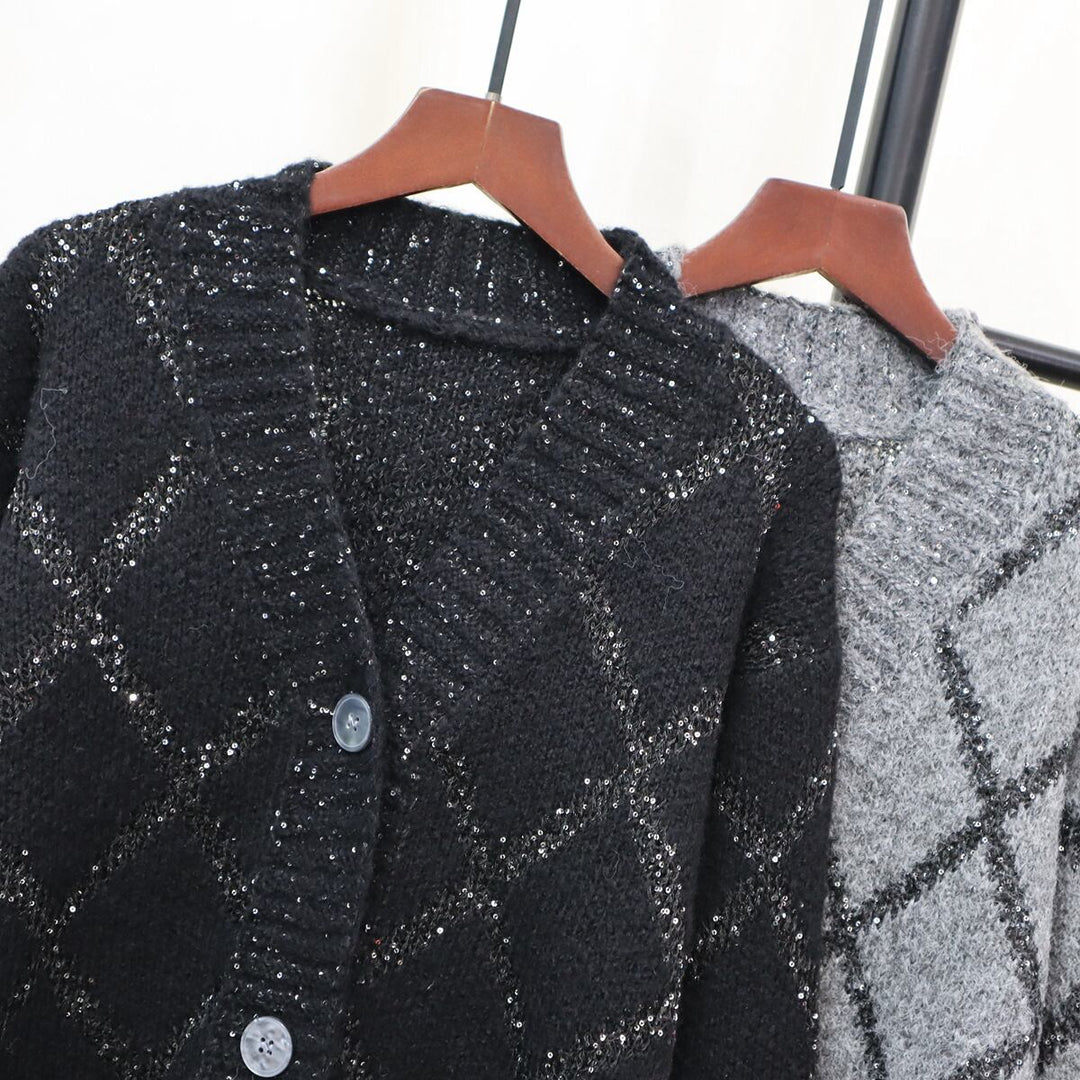 【outer】スパンコールニットカーデ　M27830