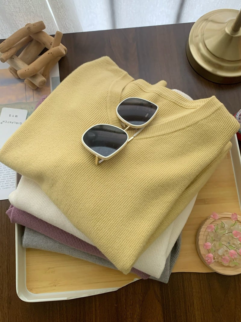 【tops】Vネックニットトップス　M26835