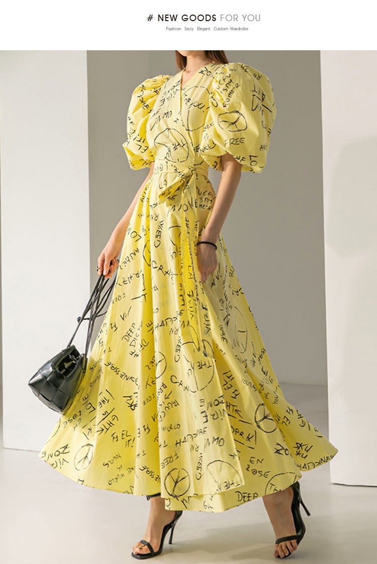 【dress】高級感 エレガントオシャレVネックデートワンピース　M17132