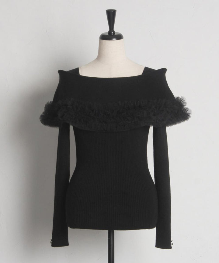 【tops】ギャザーフリルニットトップス　M28150