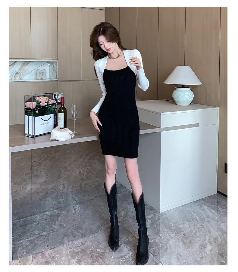 【dress】人気アイテム ! 切り替えニットワンピース　M17593
