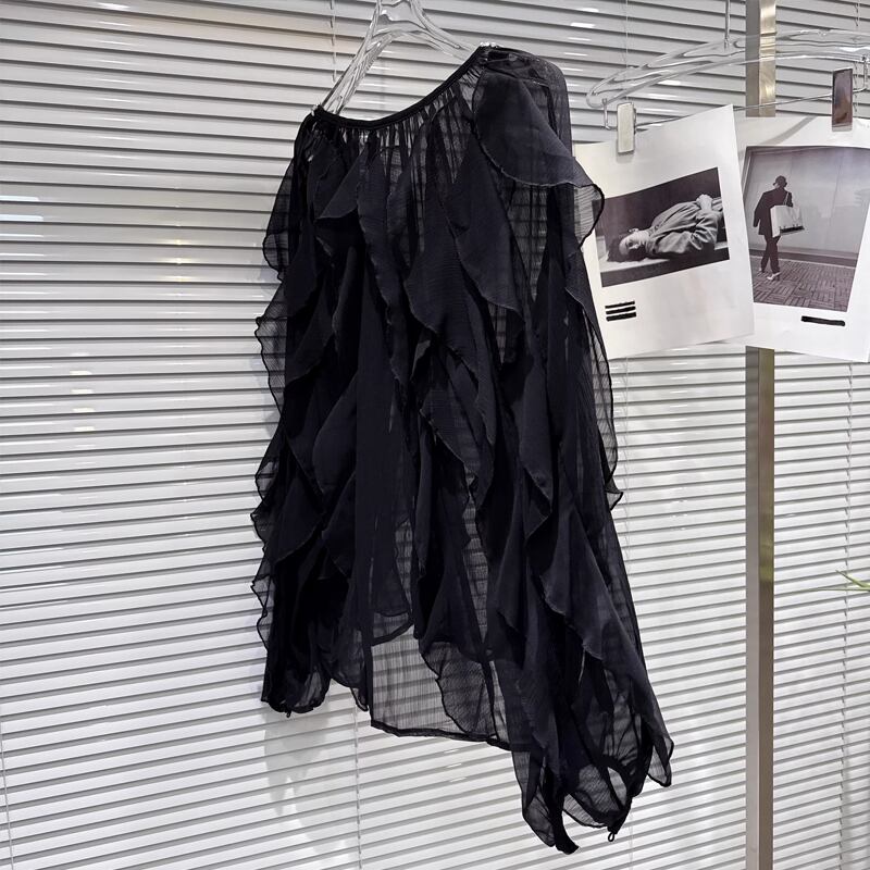 【tops】Vネックフレアシフォンシャツ Q8105