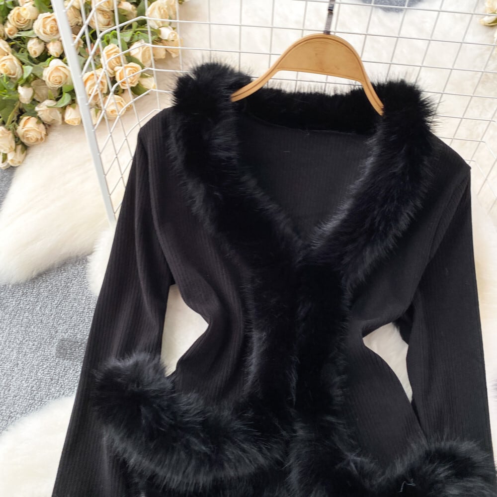 【outer】ファーニットカーデ　M26503