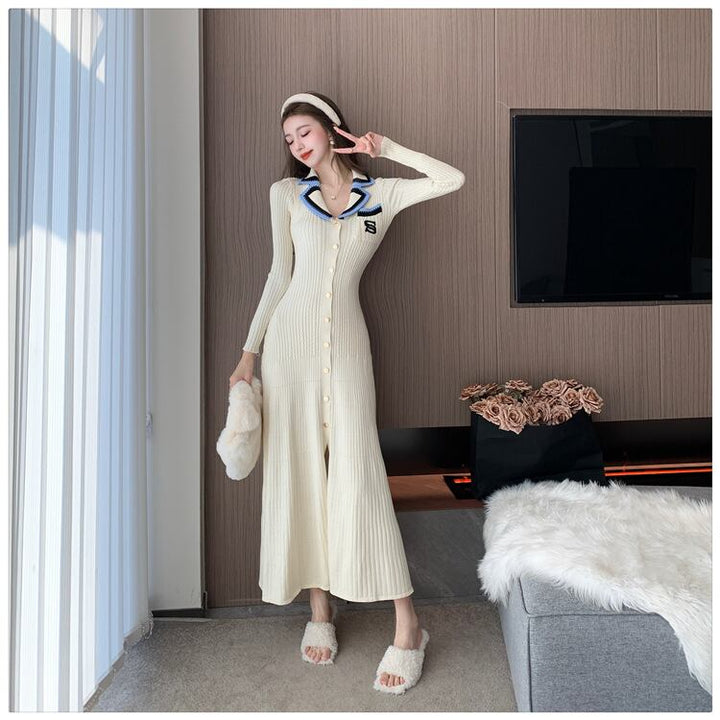 【dress】ボタンデザインニットワンピース　M18535