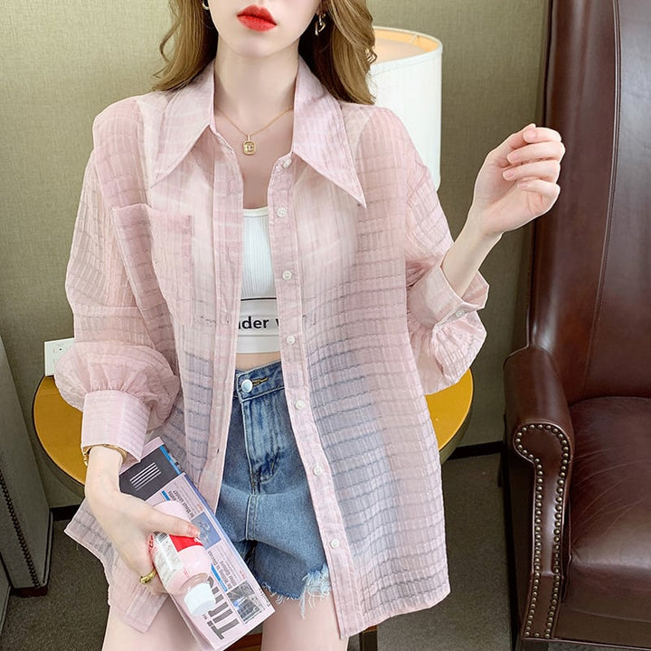 【tops】3色シャツトップス韓国系着心地良いゆったり　M16893