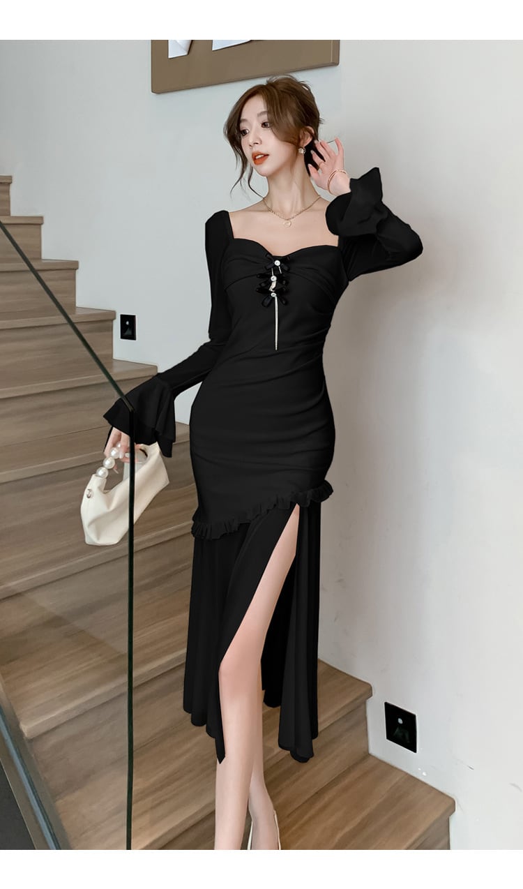 【dress】スリットマーメイドワンピース　M18366