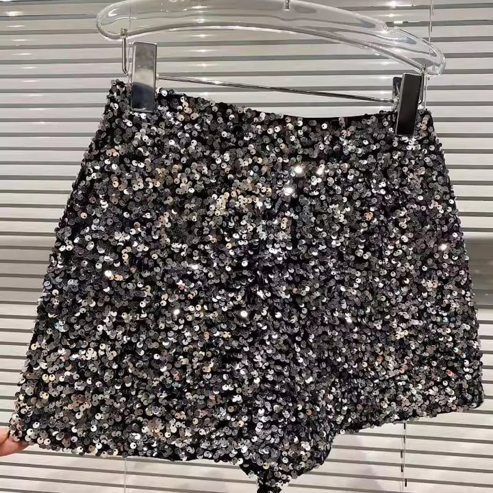 【bottoms】スパンコール付きショートパンツ Q7748