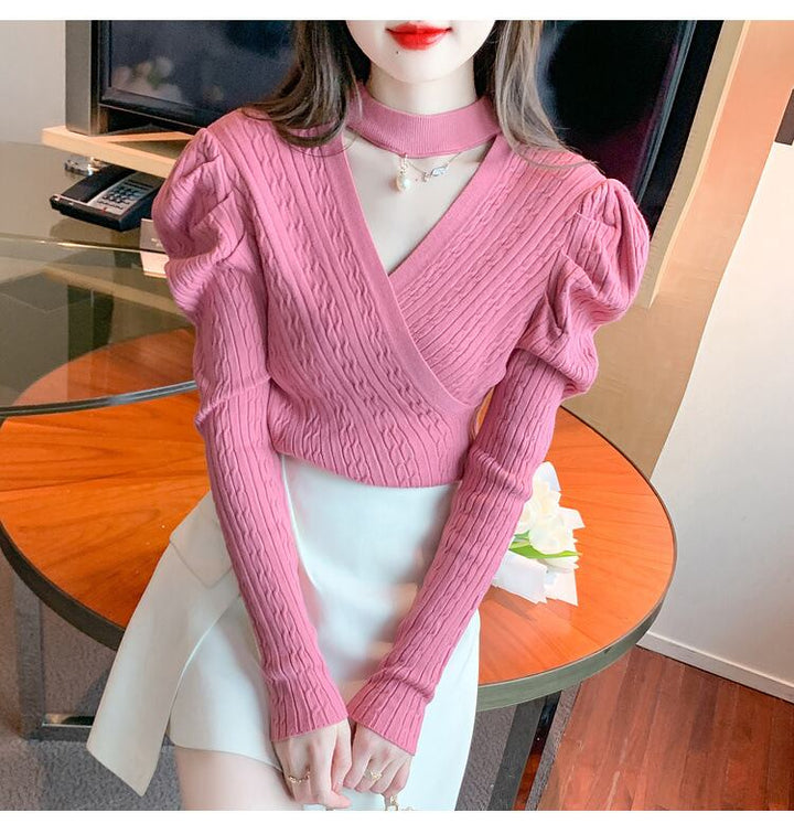 【tops】パフスリーブニットトップス　M18687