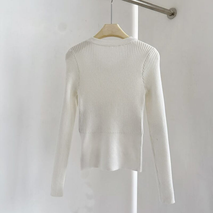 【tops】ラインストーン付きニットトップス Q7614