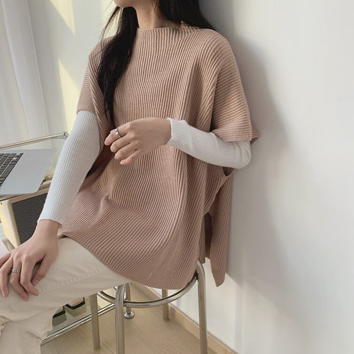 【tops】スリットケープニットジレ　M18411