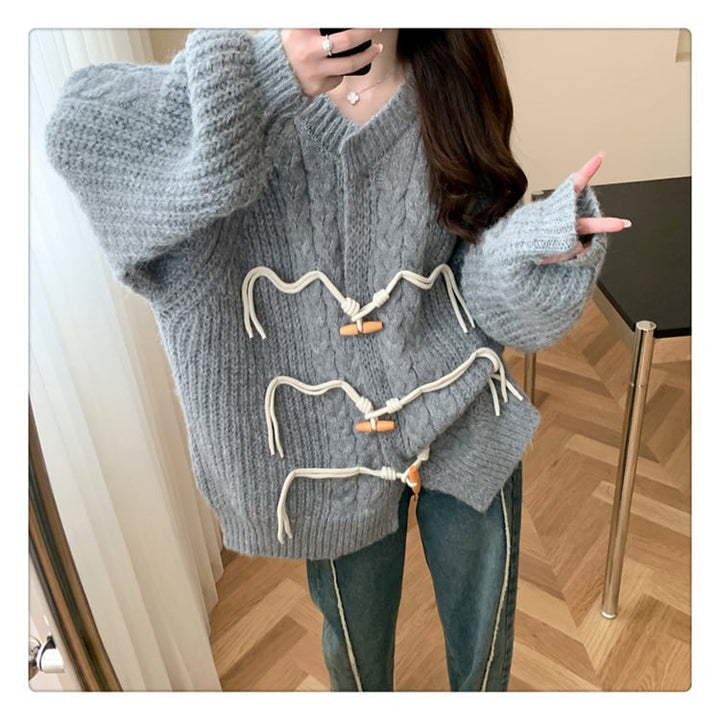 【outer】クルーネックニットカーデ　M18387