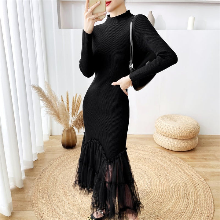 【dress】マーメイド切り替えニットワンピース　M17673