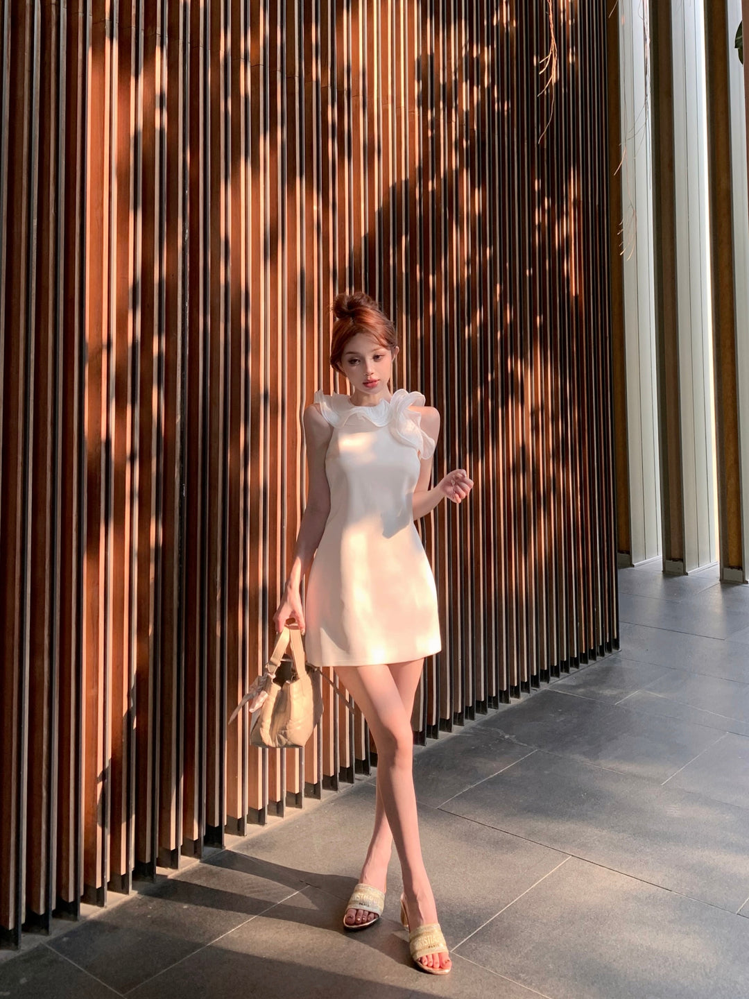 【dress】フリルノースリーブワンピース　M24008