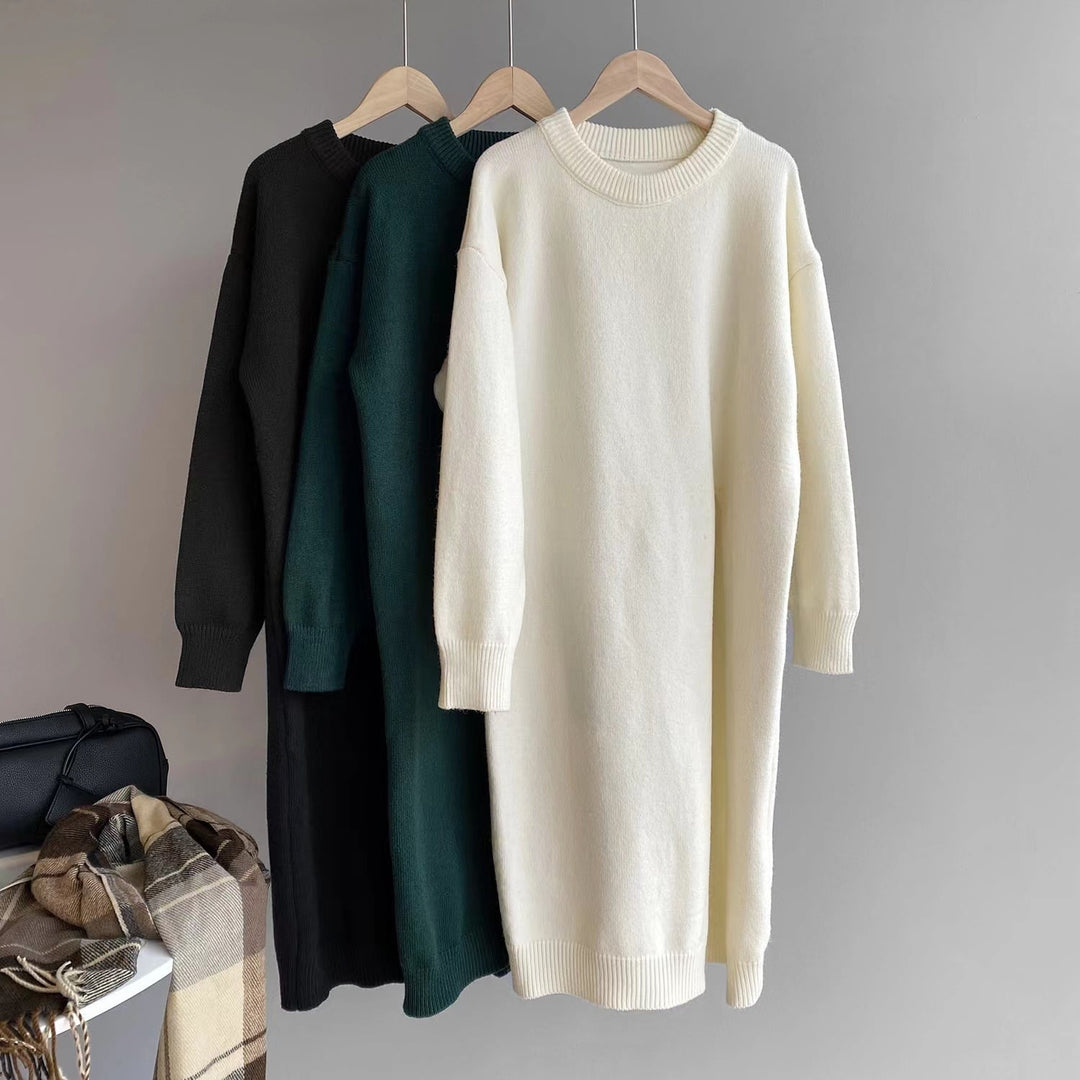 【dress】スリット無地ニットワンピース　M18038