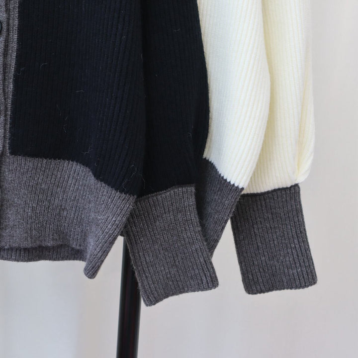 【outer】配色ニットカーデ　M18613