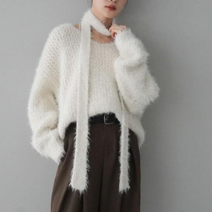 【tops】Vネックチョーカー付ニットセーター　M17997
