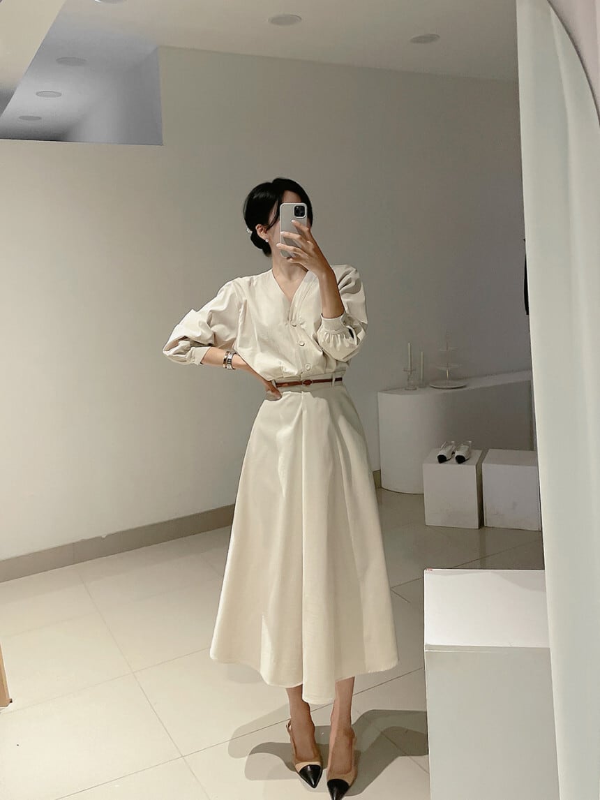 【dress】OL、通勤ワンピースベルト付き　M29620