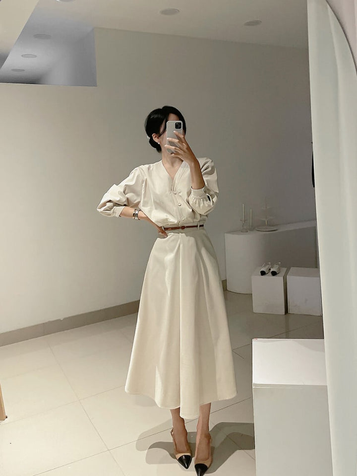 【dress】OL、通勤ワンピースベルト付き　M29620