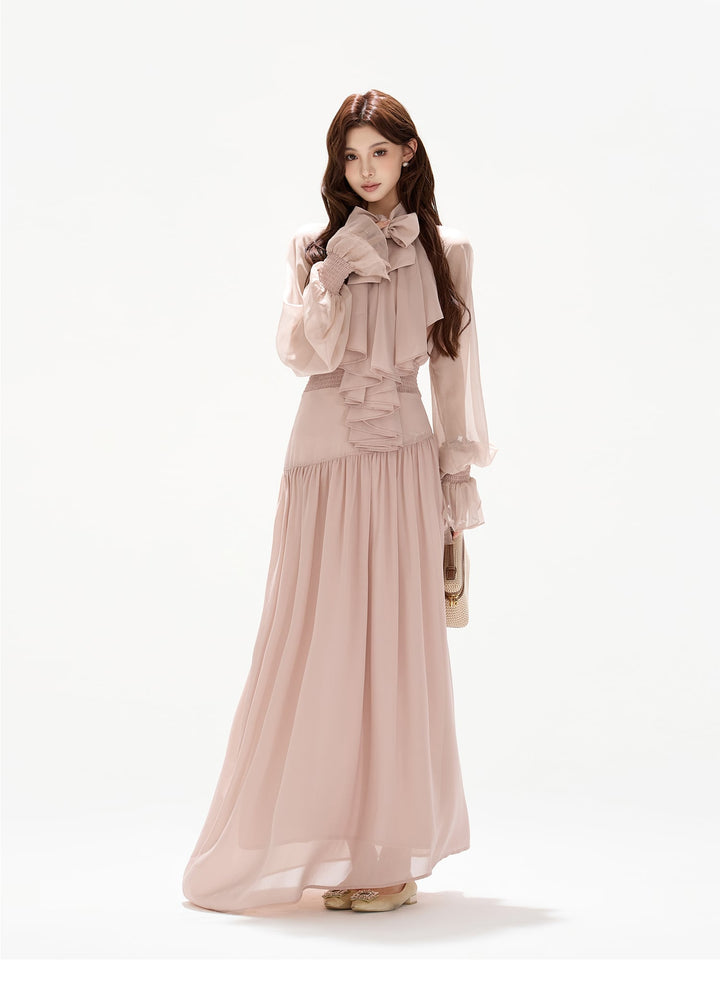 【dress】ボウタイロングワンピース　N3492