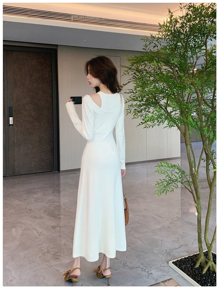 【dress】今季マストバイ切り替えニットワンピース　M17622