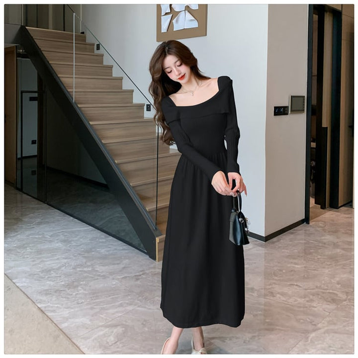 【dress】無地ニットワンピース　M17975