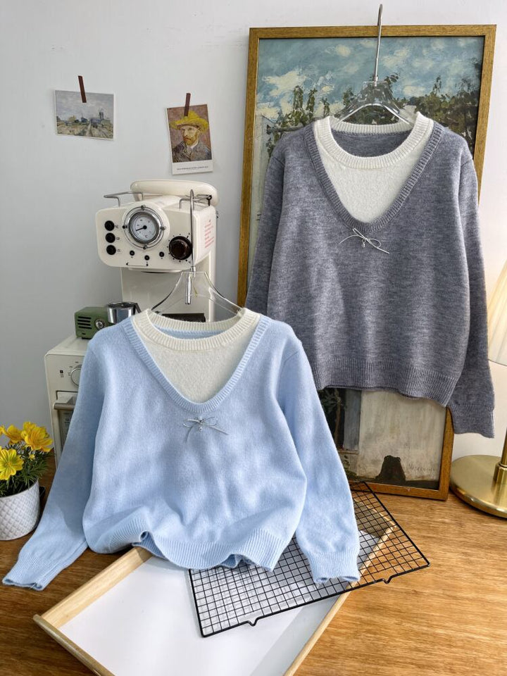 【tops】切り替え配色ニットトップス　M28623