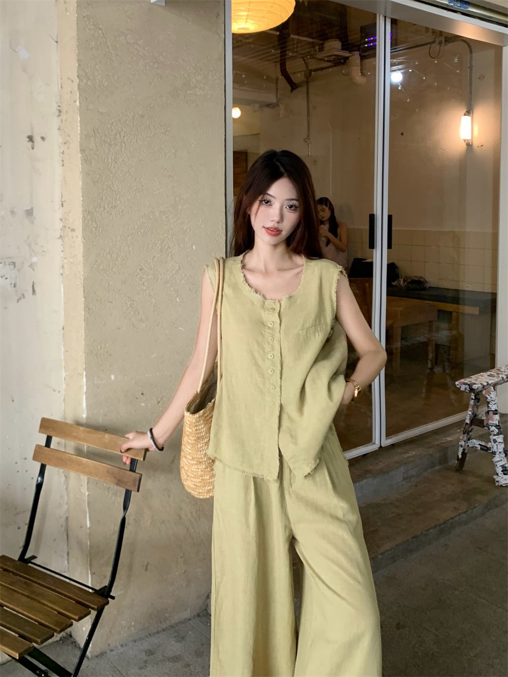 【set】ノースリーブトップス×ワイドパンツセット　M24794