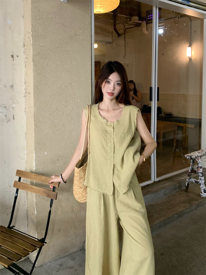 【set】ノースリーブトップス×ワイドパンツセット　M24794