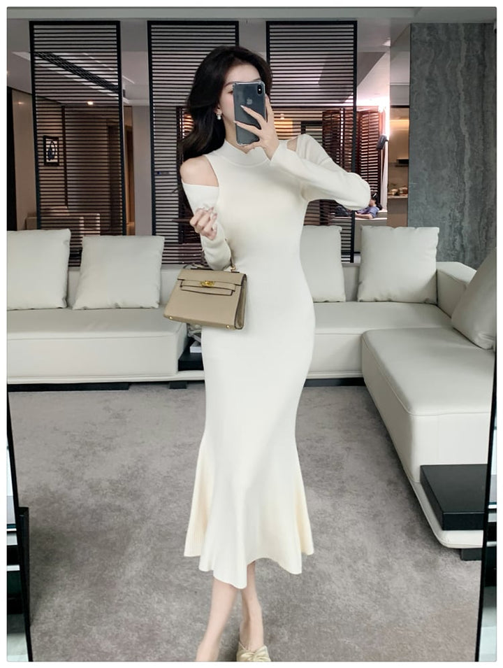 【dress】オフショルダーニットワンピース　M28025