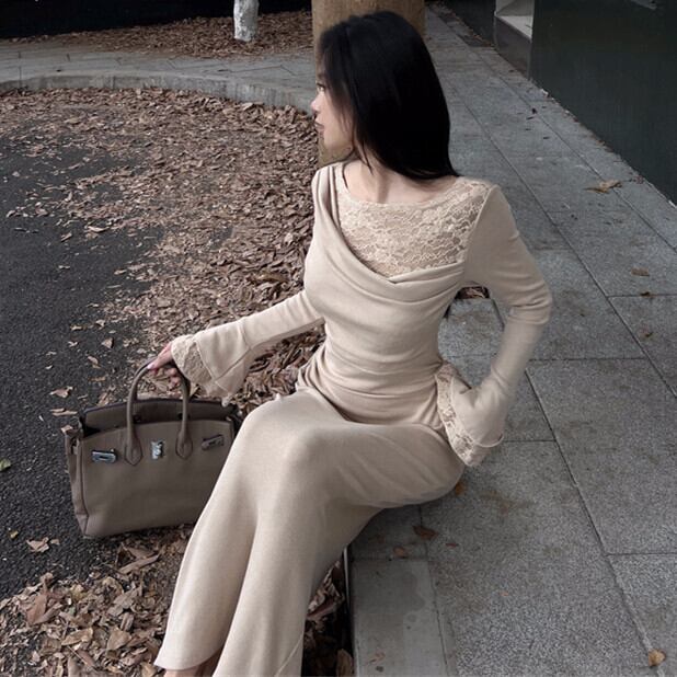 【dress】レース切り替えワンピース　M27846