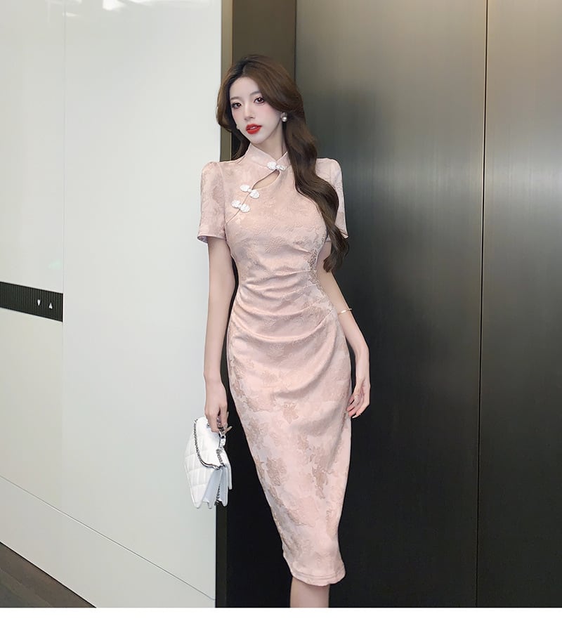 【dress】気質溢れる エレガントデートワンピース着瘦せ　M17358