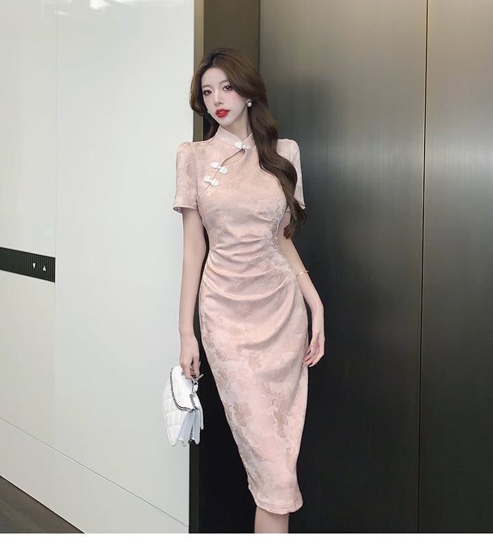 【dress】気質溢れる エレガントデートワンピース着瘦せ　M17358