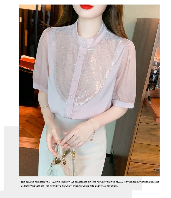 【tops】存在感 スウィートオシャレシャツトップス　M16788