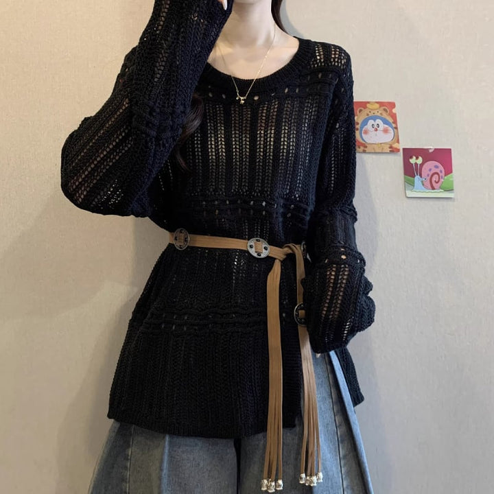 【tops】透かしニットトップス Q8304