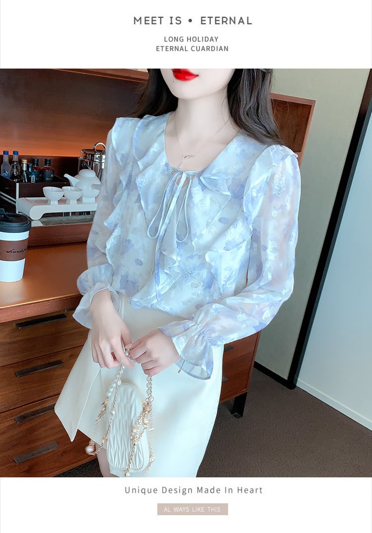 【tops】柔らかくて優しい印象花柄シャツトップスオシャレ　M16881