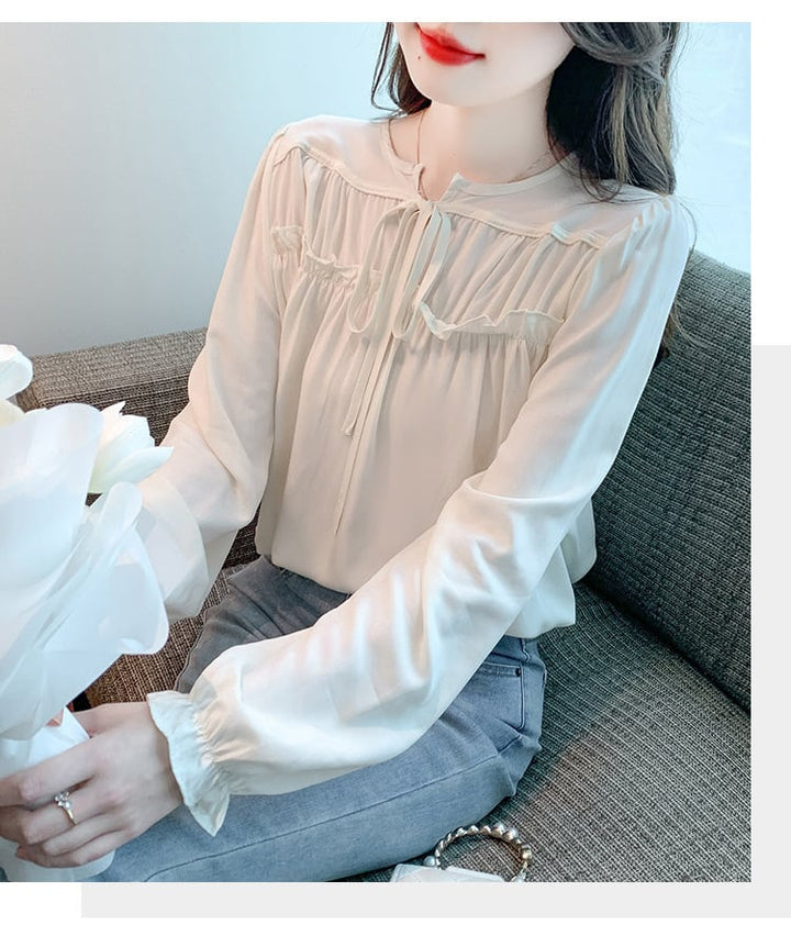 【tops】 爽やかな印象スウィートフリルシャツトップス　M17247