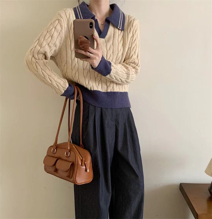 【tops】POLOネックニットセーター　M27279