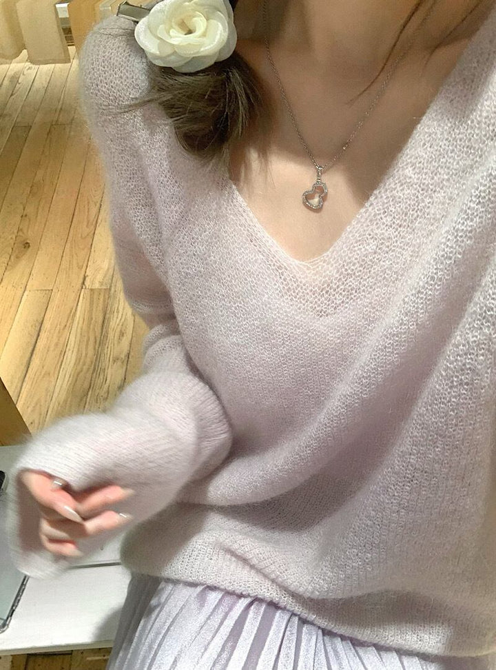 【set】Vネックニットセーター×スカートセット　M27987