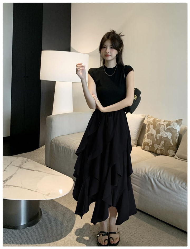 【dress】不規則 イレギュラードッキングワンピース　M23909