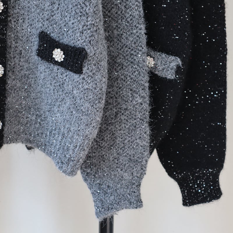 【outer】スパンコールニットカーデ　M27902