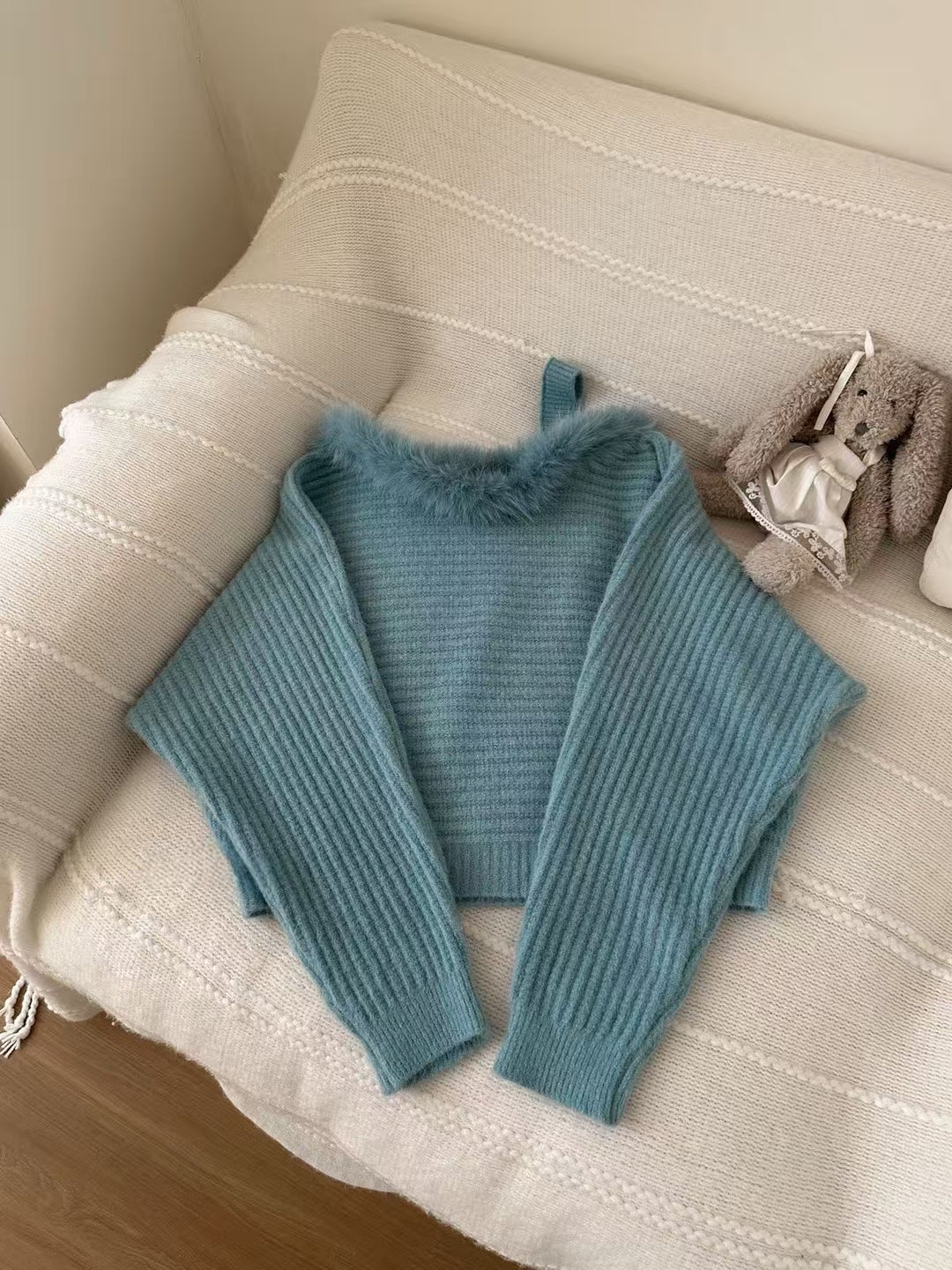 【tops】ワンショルダーファーニットトップス　K0668