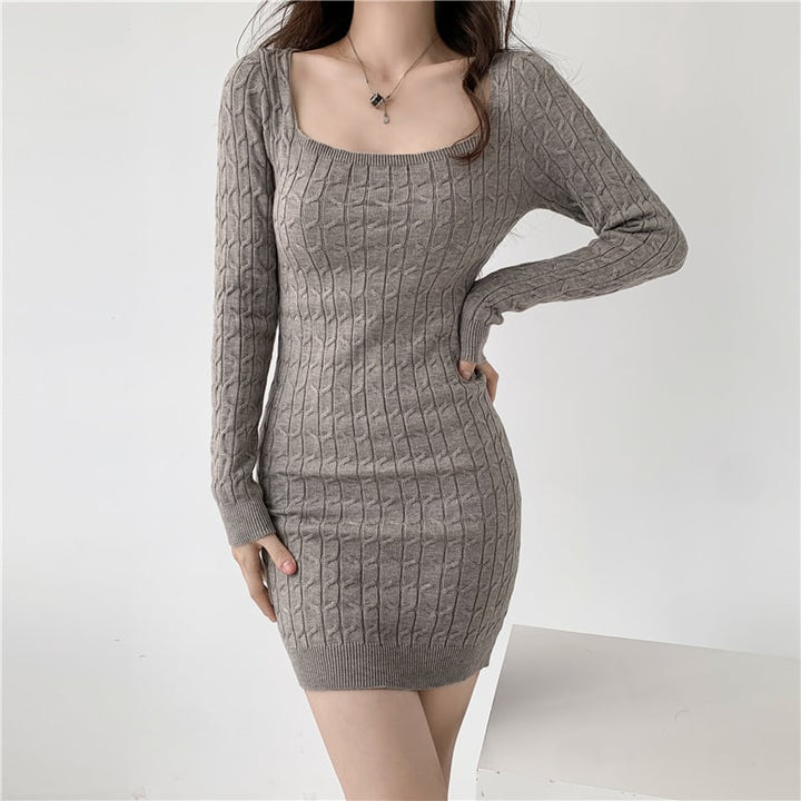 【dress】無地ニットワンピース　M18023