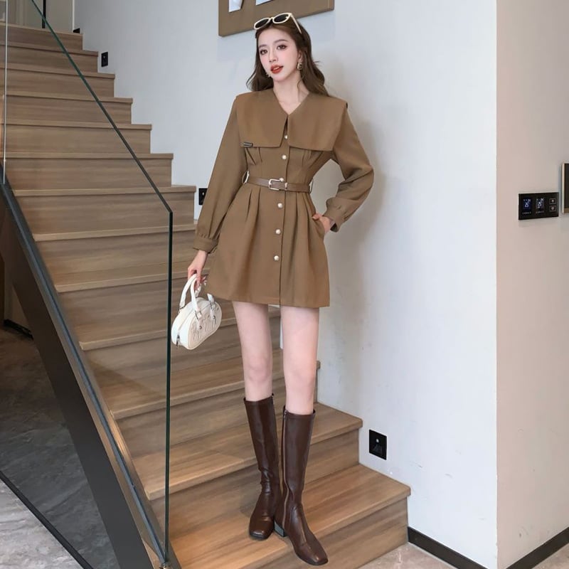 【dress】折り襟ワンピース　M18972